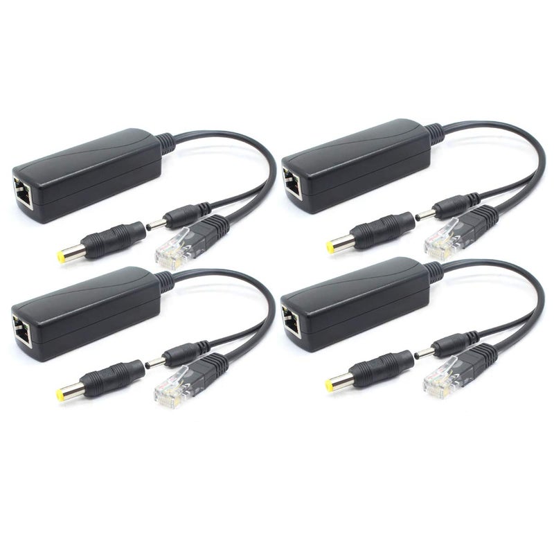 ANVISION 4-Pack 5V PoE Splitter, 48V to 5V 2.4A Adapter, Plug 3.5mm x 1.35mm, 5.5mm x 2.1mm Connector, IEEE 802.3af Compliant, for IP Camera and More - Image 1